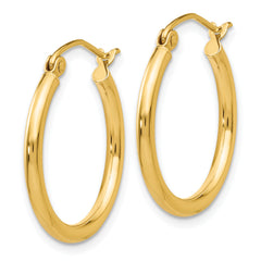 10K Polished 2mm Lightweight Tube Hoop Earrings