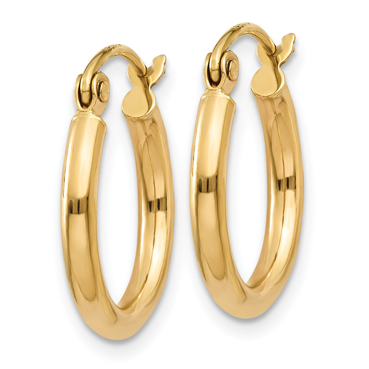 10K Polished 2mm Lightweight Tube Hoop Earrings