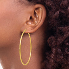 10K Polished 2mm Lightweight Tube Hoop Earrings