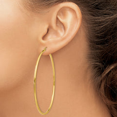 10K Polished 2mm Lightweight Tube Hoop Earrings