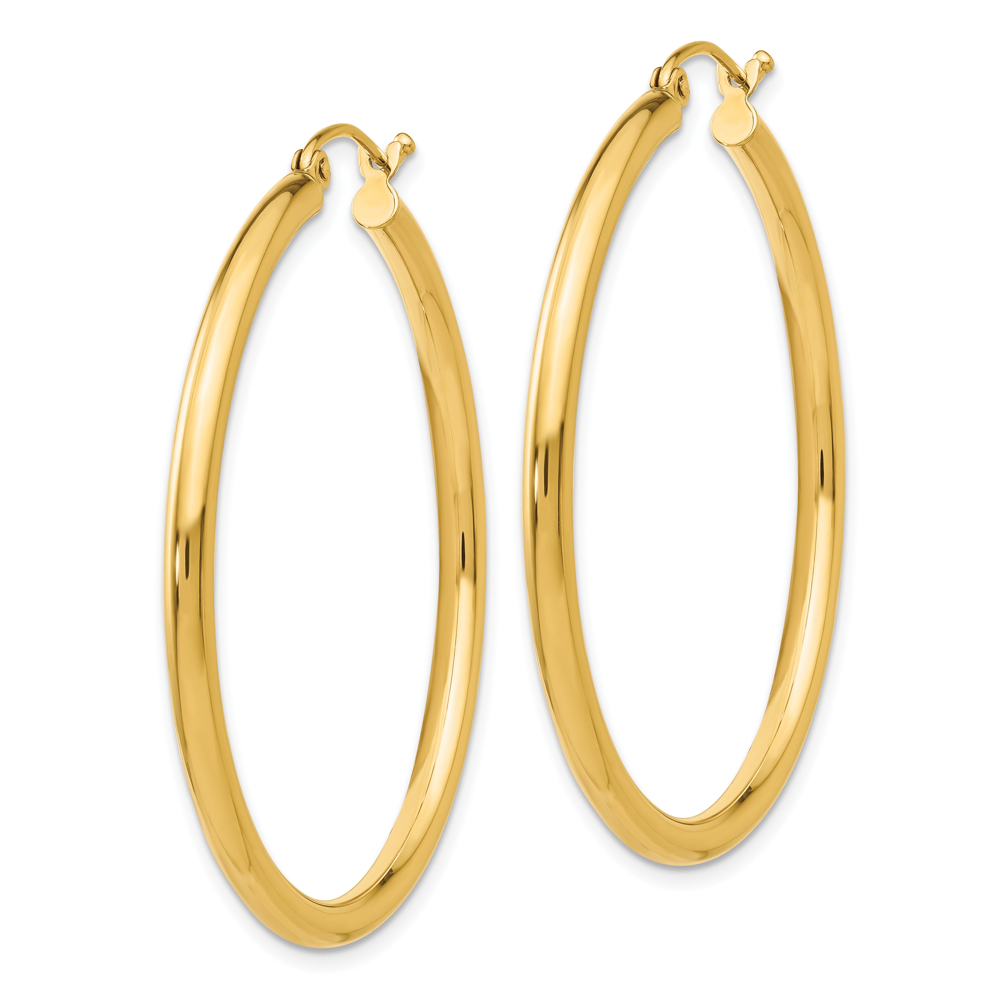 10K Polished 2.5mm Lightweight Tube Hoop Earrings