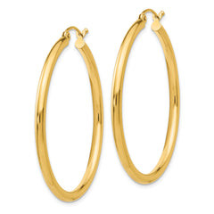 10K Polished 2.5mm Lightweight Tube Hoop Earrings