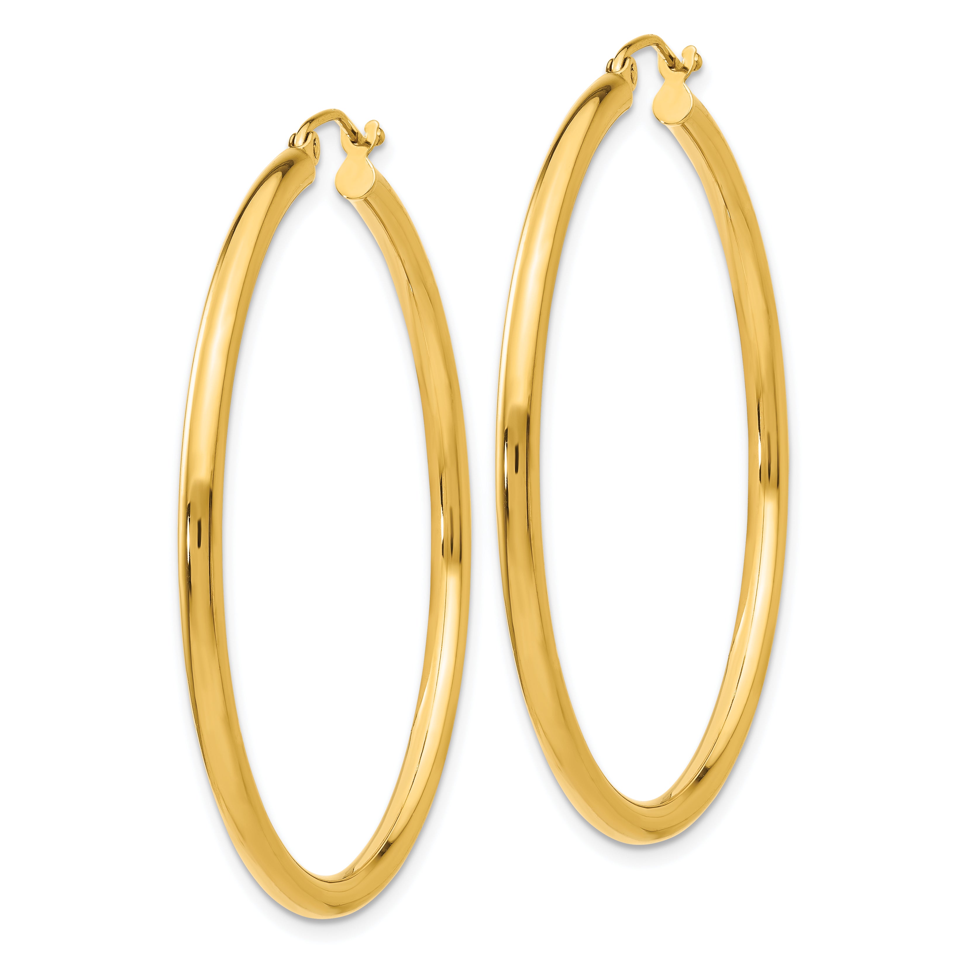 10K Polished 2.5mm Lightweight Tube Hoop Earrings