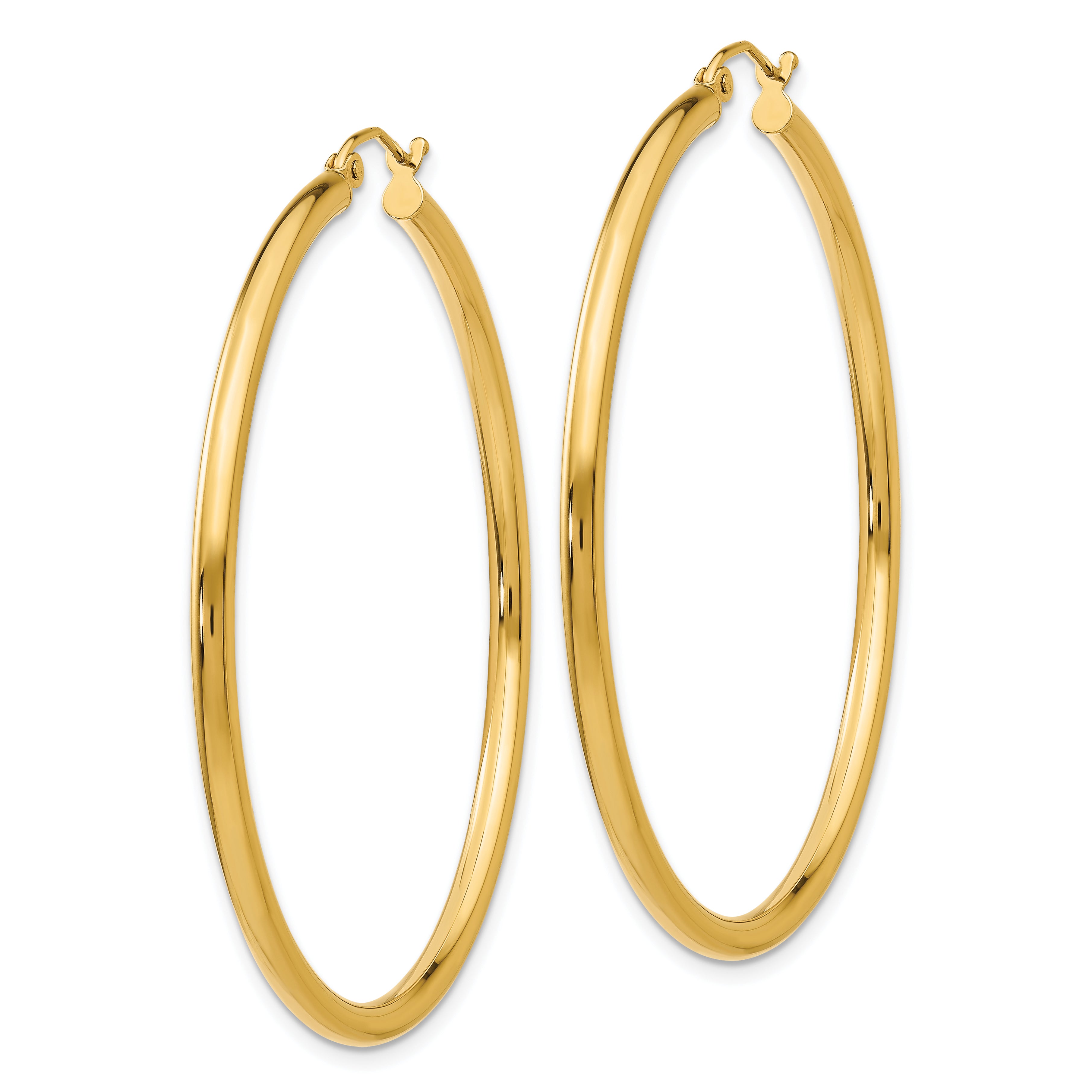 10K Polished 2.5mm Lightweight Tube Hoop Earrings