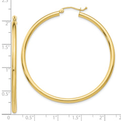 10K Polished 2.5mm Lightweight Tube Hoop Earrings