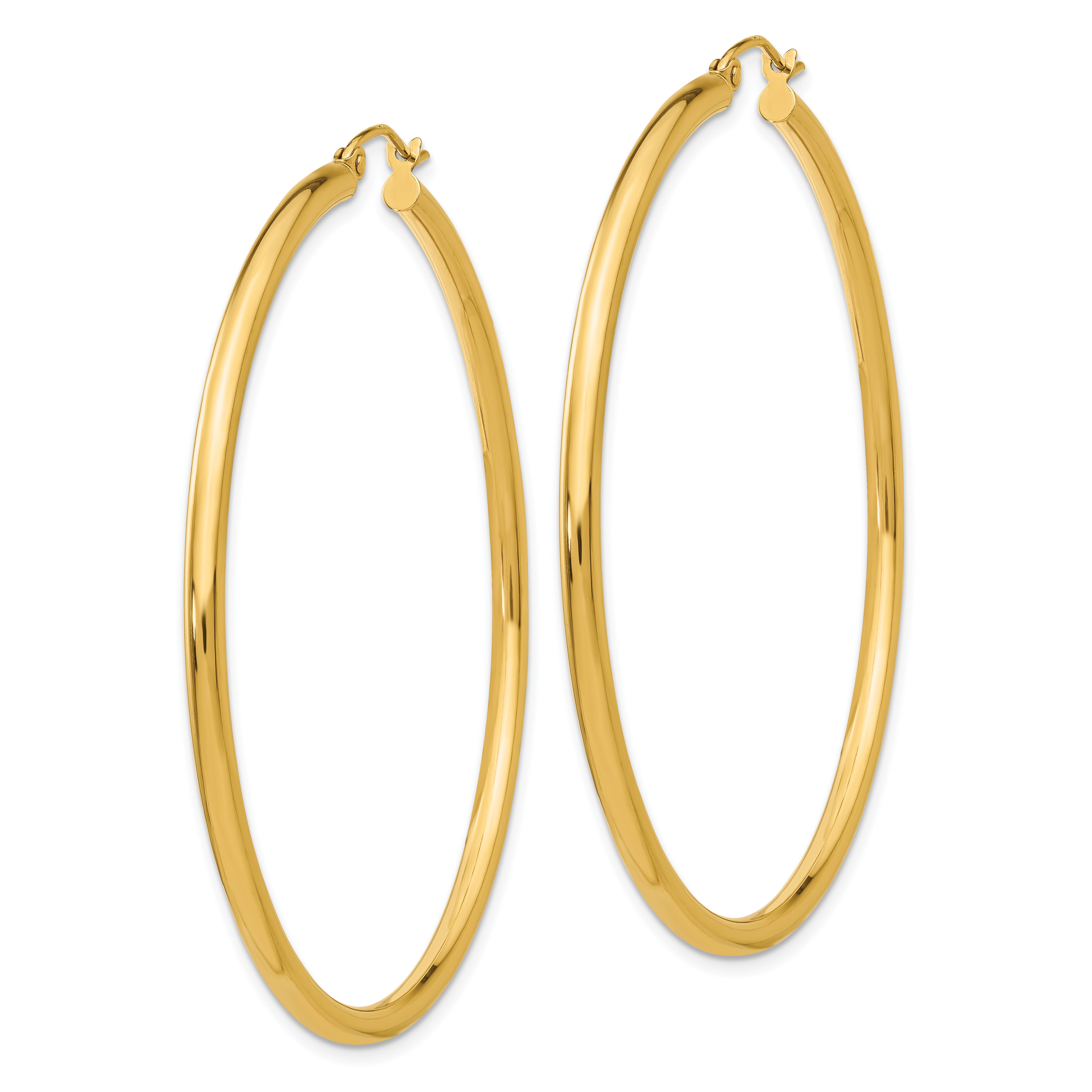 10K Polished 2.5mm Lightweight Tube Hoop Earrings