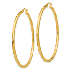 10K Polished 2.5mm Lightweight Tube Hoop Earrings