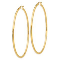 10K Polished 2.5mm Lightweight Tube Hoop Earrings