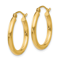 10K Polished 2.5mm Lightweight Tube Hoop Earrings