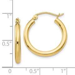 10K Polished 2.5mm Lightweight Tube Hoop Earrings