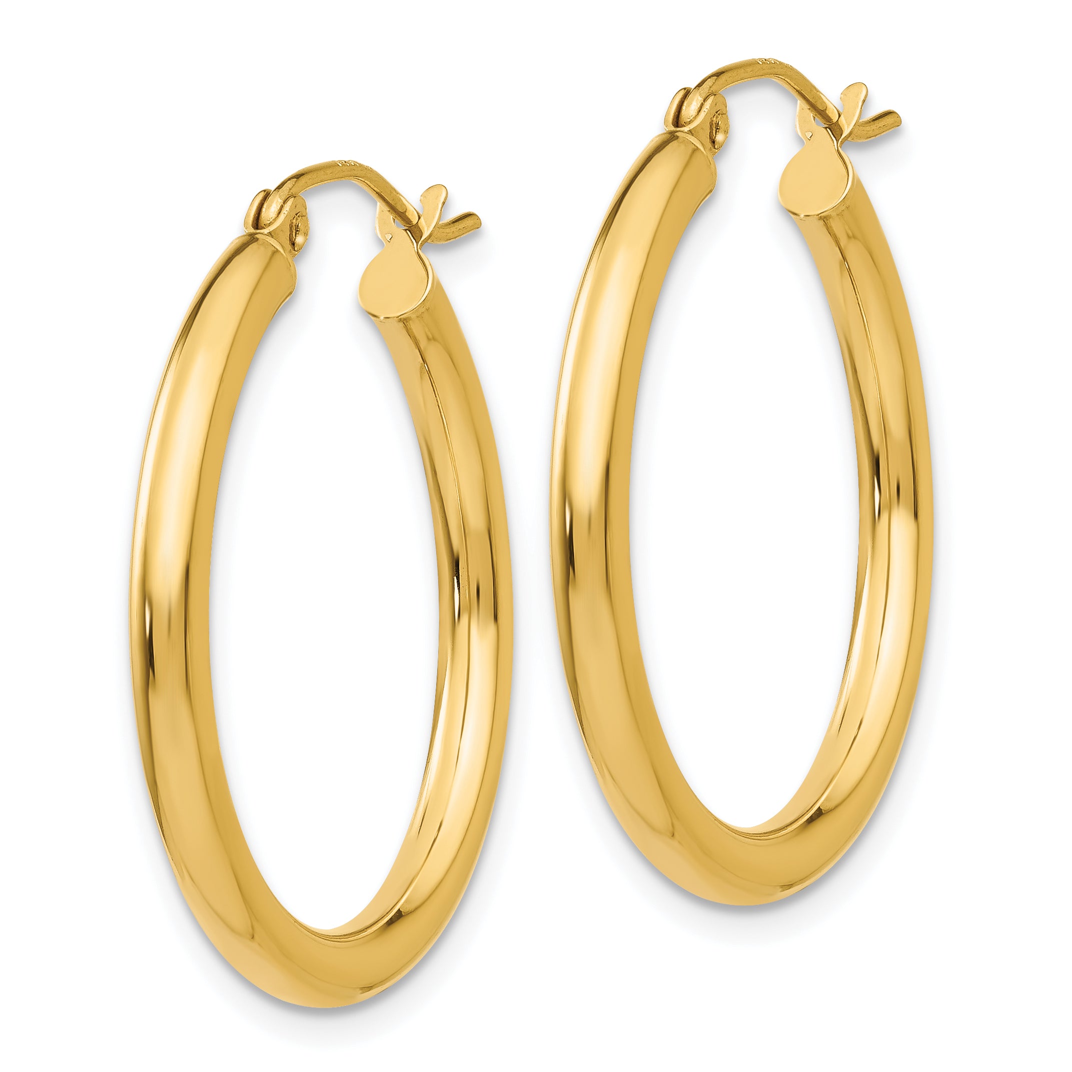 10k Polished 2.5mm Lightweight Tube Hoop Earrings