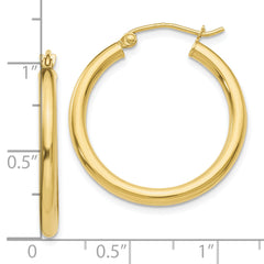 10k Polished 2.5mm Lightweight Tube Hoop Earrings