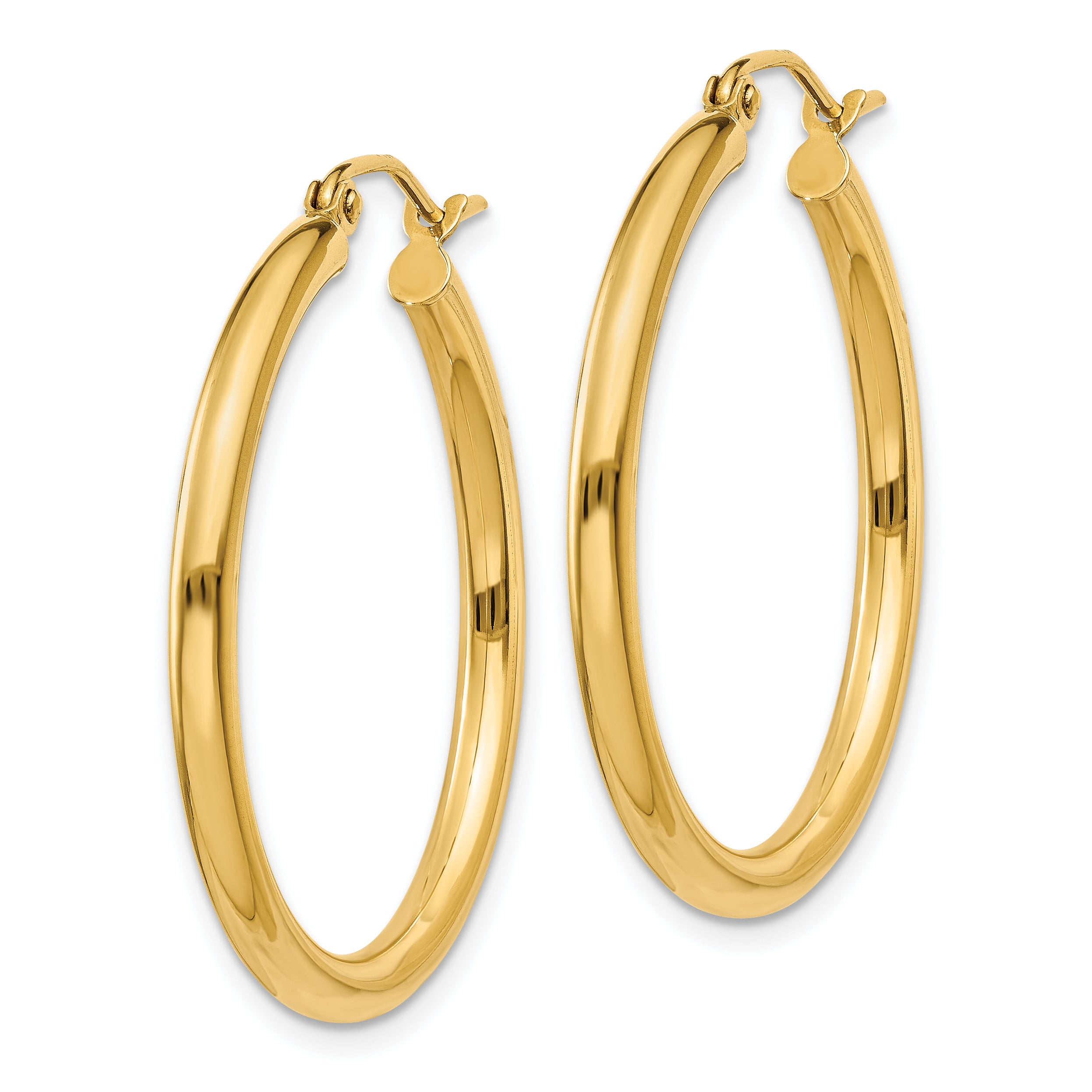 10k Polished 2.5mm Lightweight Tube Hoop Earrings