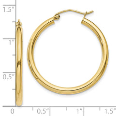 10k Polished 2.5mm Lightweight Tube Hoop Earrings