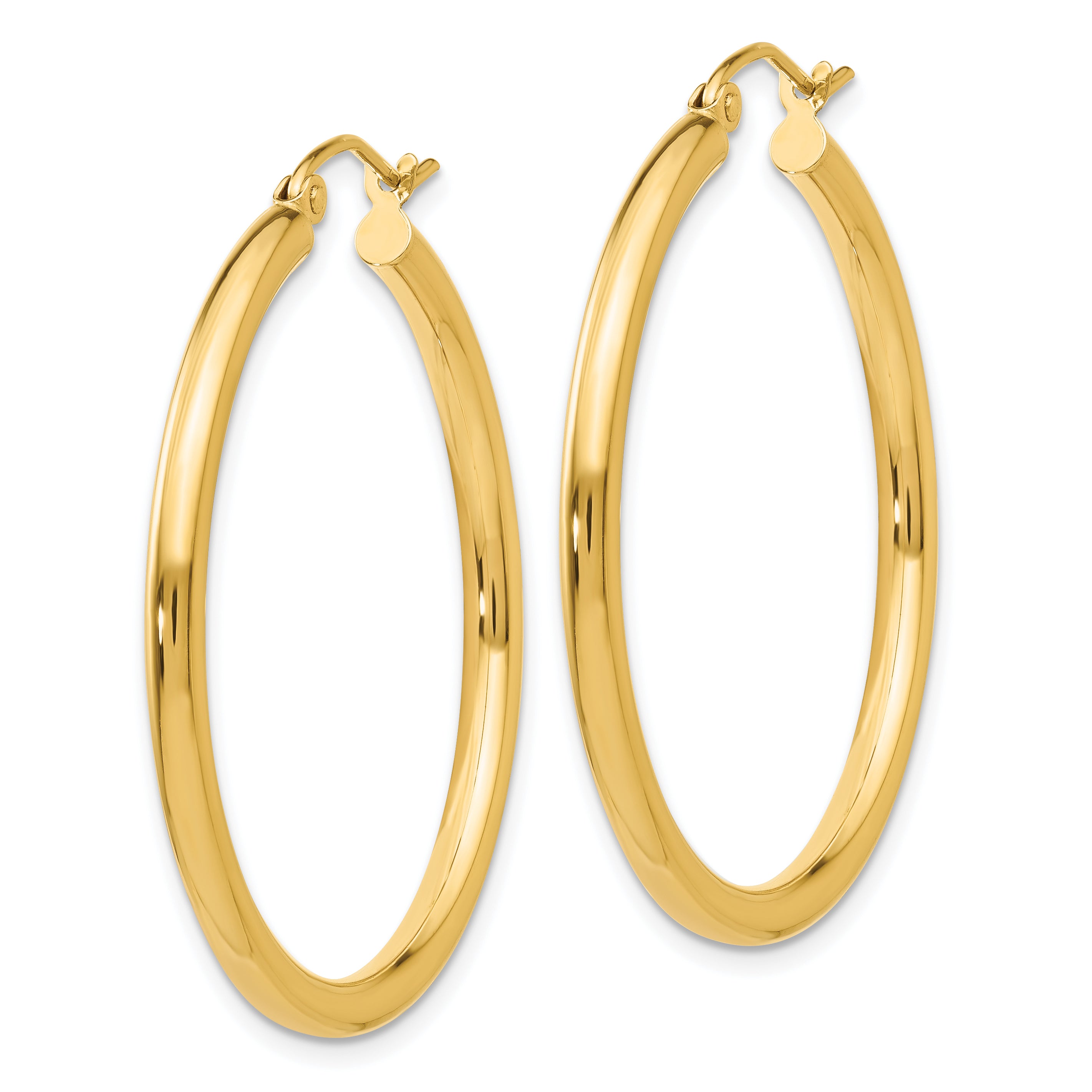 10k Polished 2.5mm Lightweight Tube Hoop Earrings