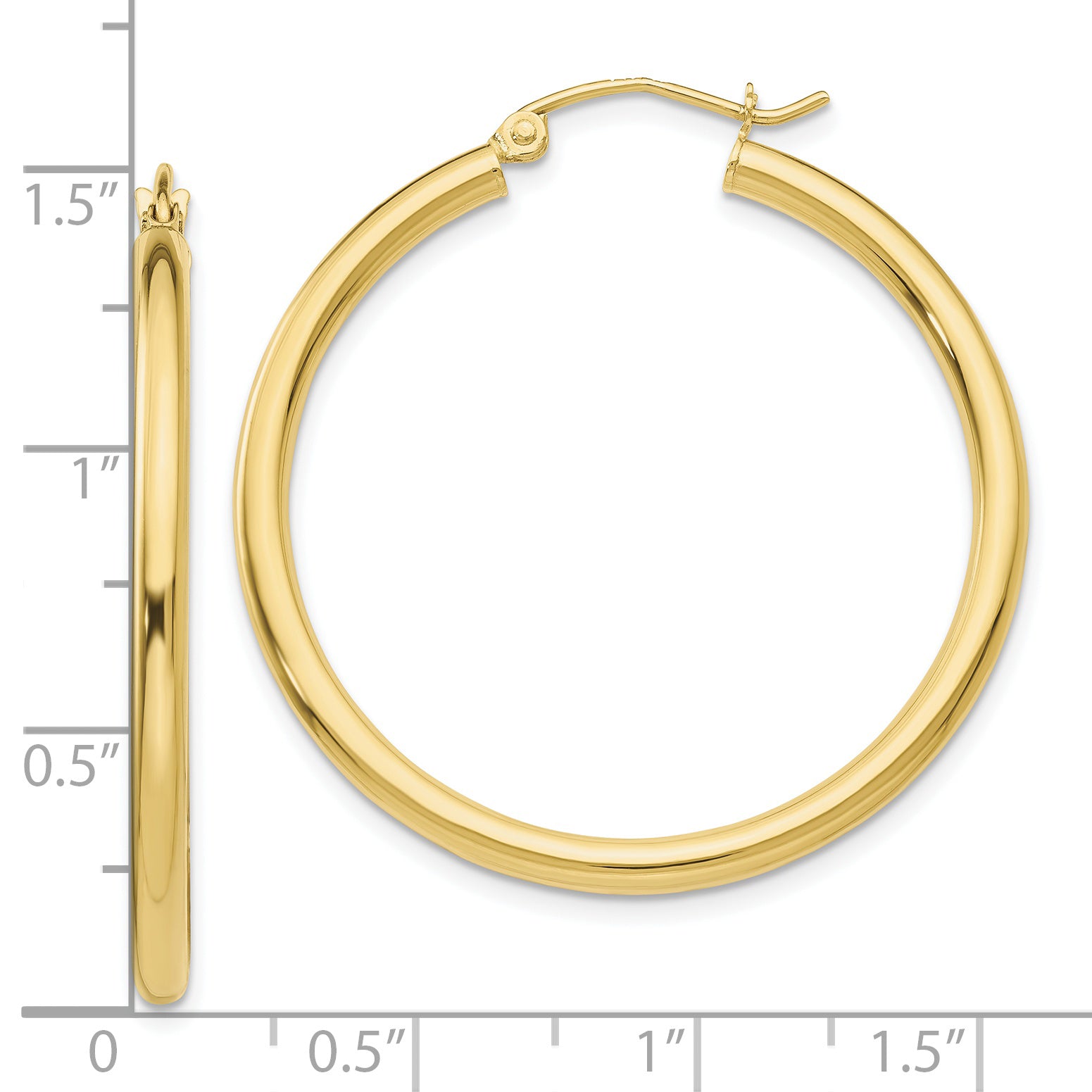 10k Polished 2.5mm Lightweight Tube Hoop Earrings