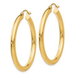 10k Polished 3mm Lightweight Tube Hoop Earrings