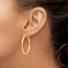 10k Polished 3mm Lightweight Tube Hoop Earrings