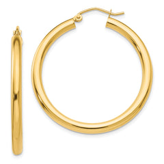 10k Polished 3mm Lightweight Tube Hoop Earrings