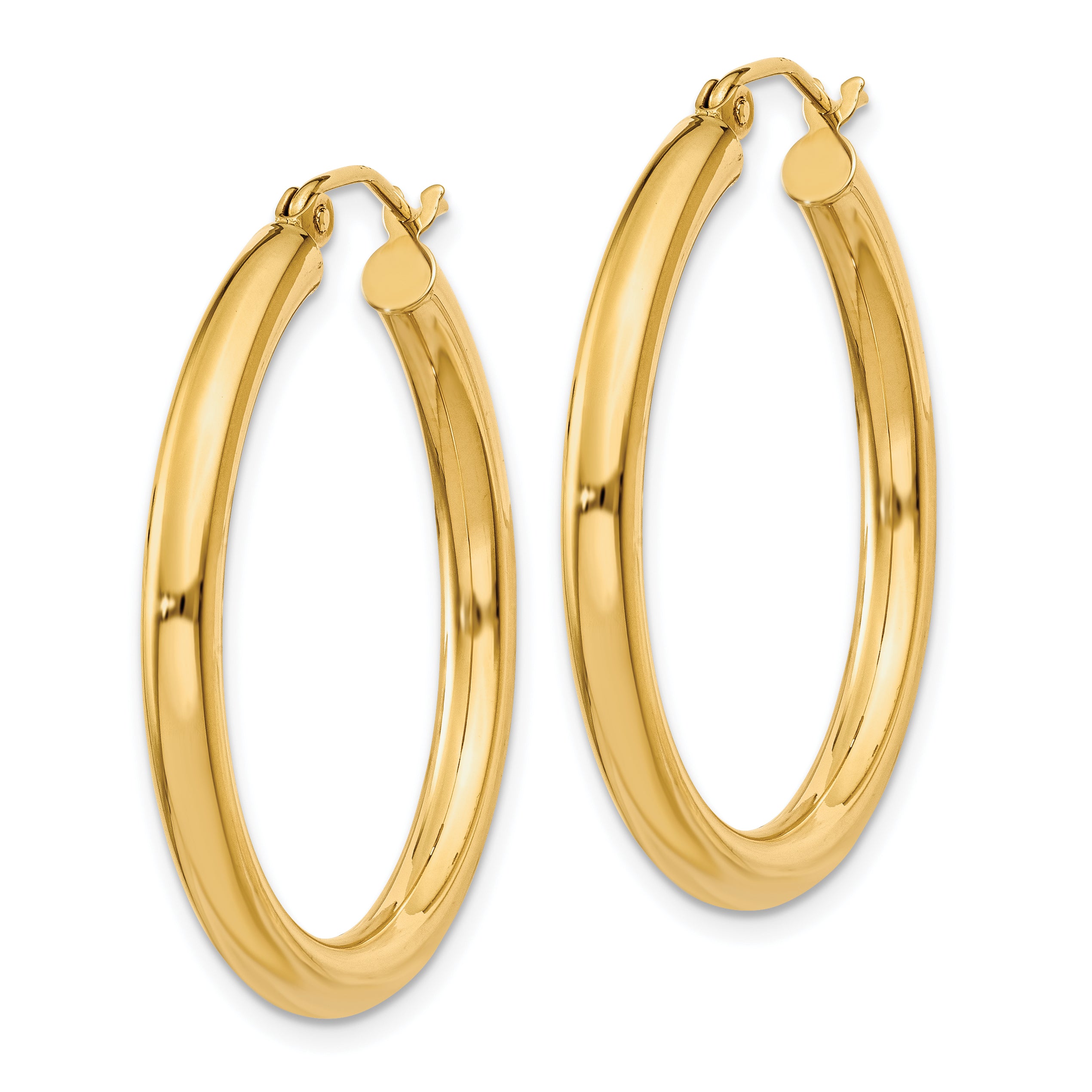 10k Polished 3mm Lightweight Tube Hoop Earrings