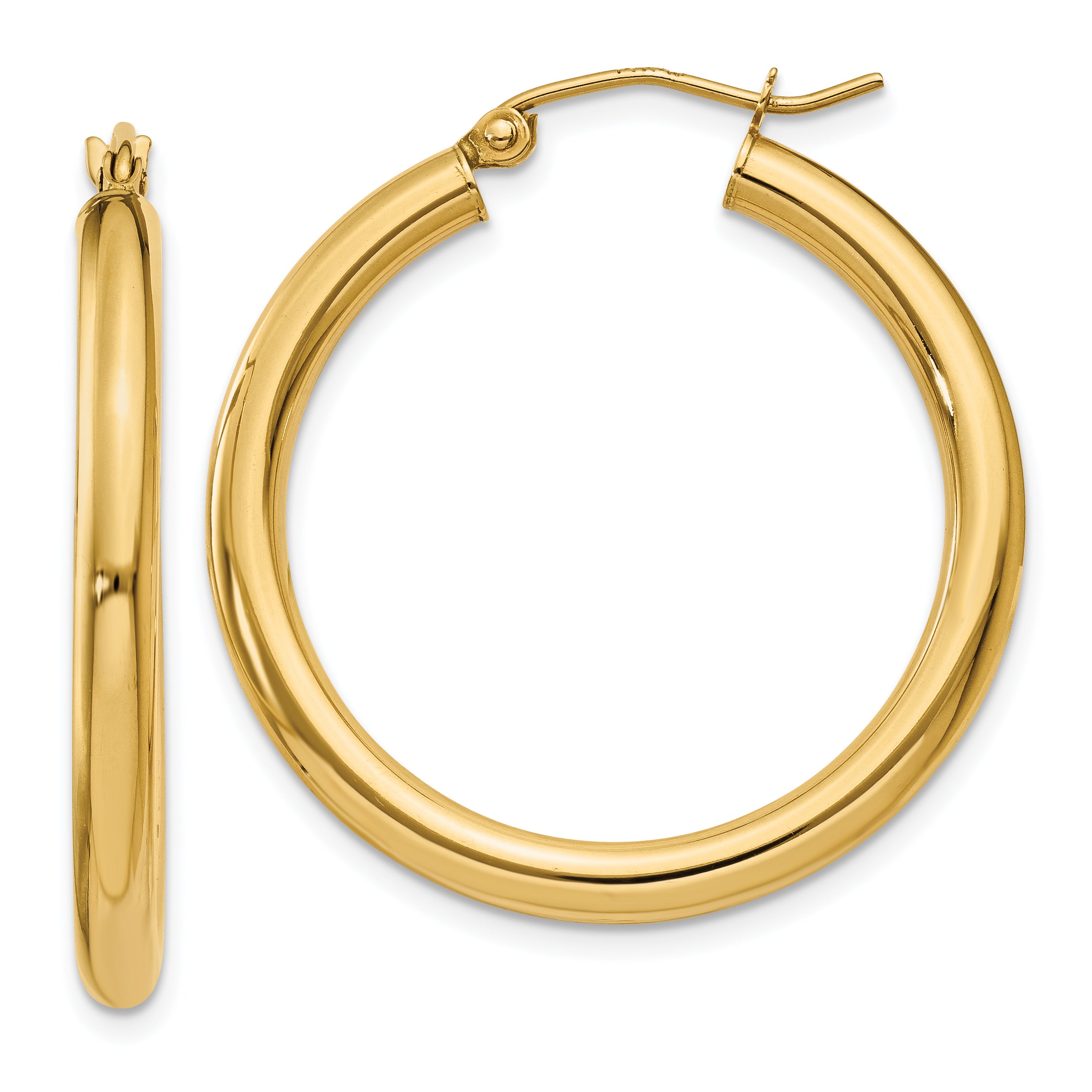 10k Polished 3mm Lightweight Tube Hoop Earrings