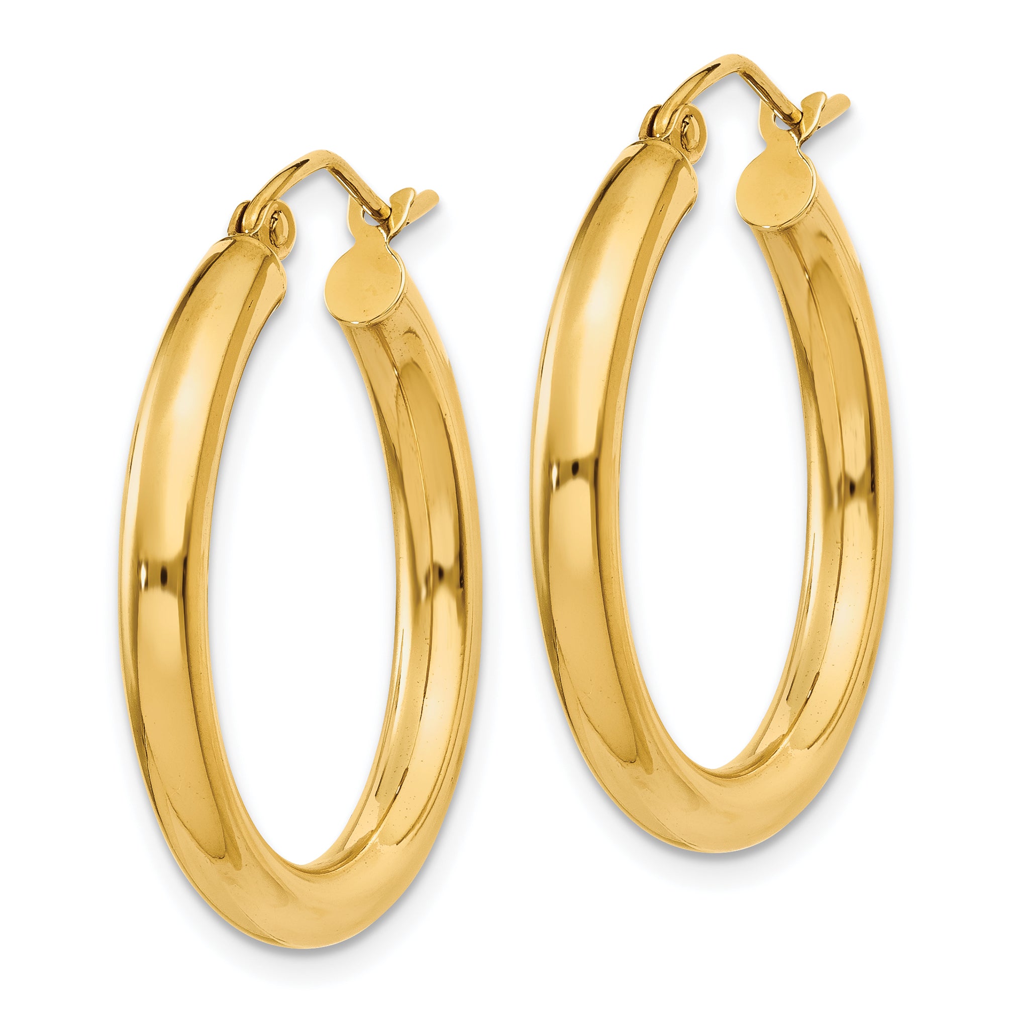 10k Polished 3mm Lightweight Tube Hoop Earrings