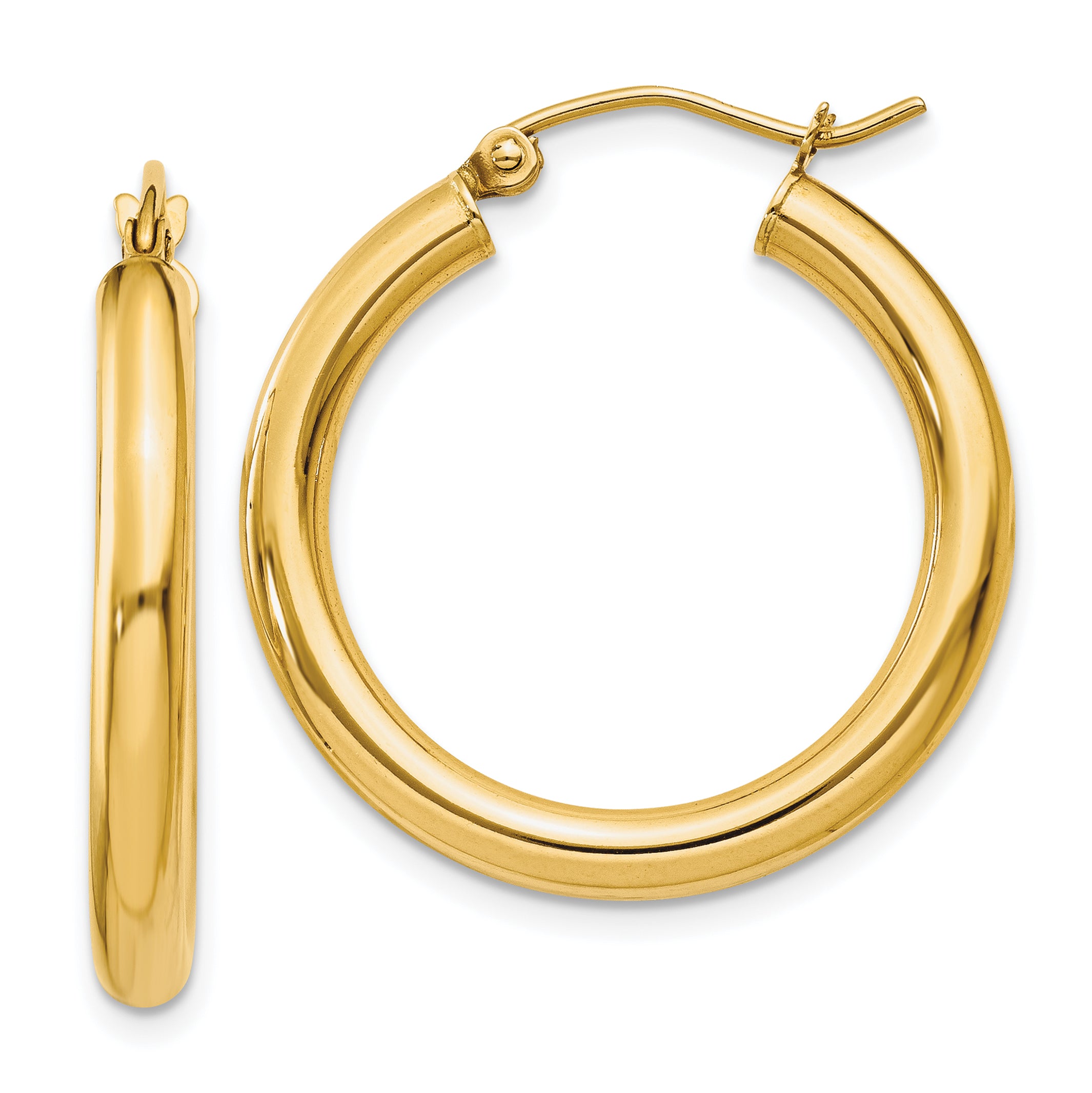 10k Polished 3mm Lightweight Tube Hoop Earrings