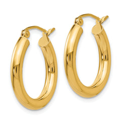 10k Polished 3mm Lightweight Tube Hoop Earrings