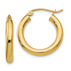 10k Polished 3mm Lightweight Tube Hoop Earrings