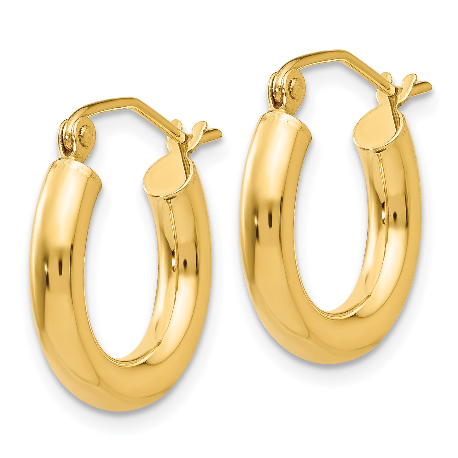 10k Polished 3mm Lightweight Tube Hoop Earrings