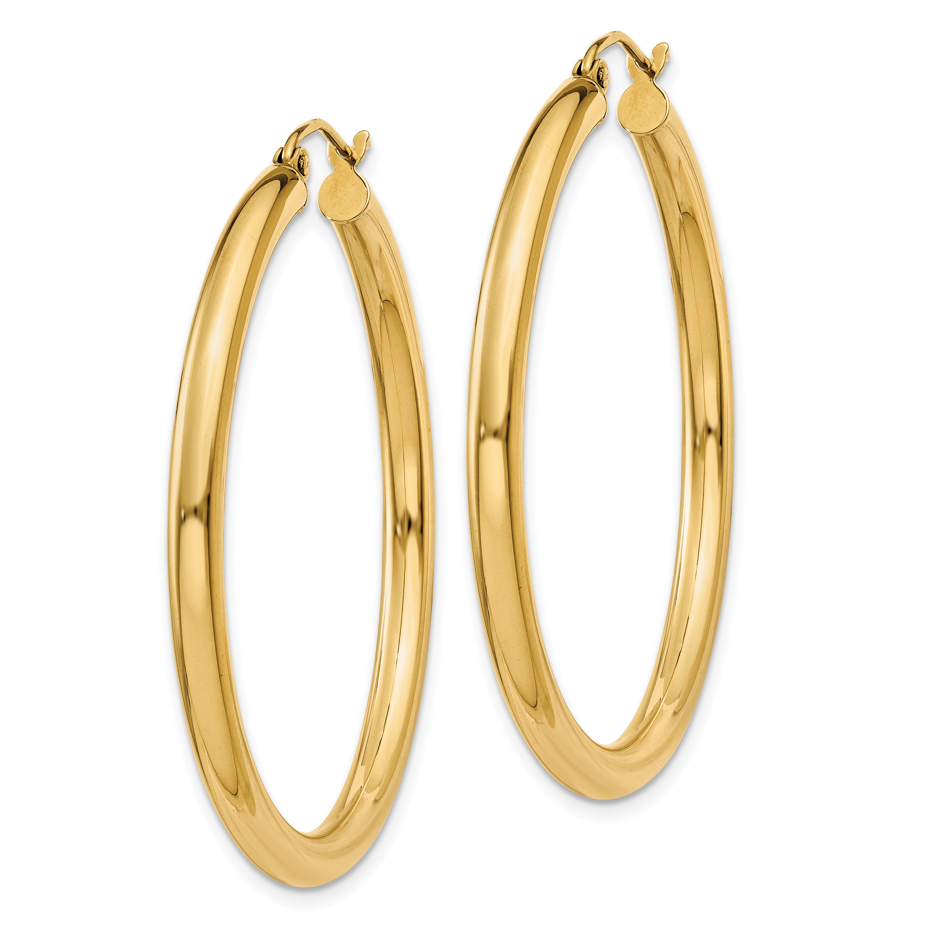 10k Polished 3mm Lightweight Tube Hoop Earrings