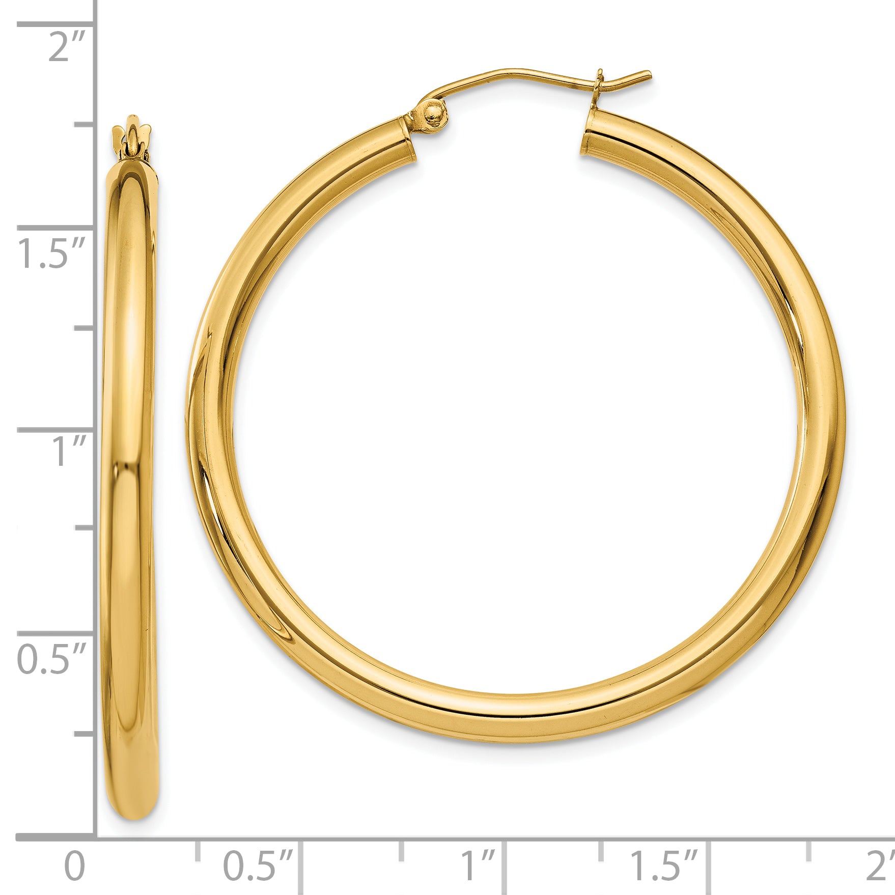 10k Polished 3mm Lightweight Tube Hoop Earrings