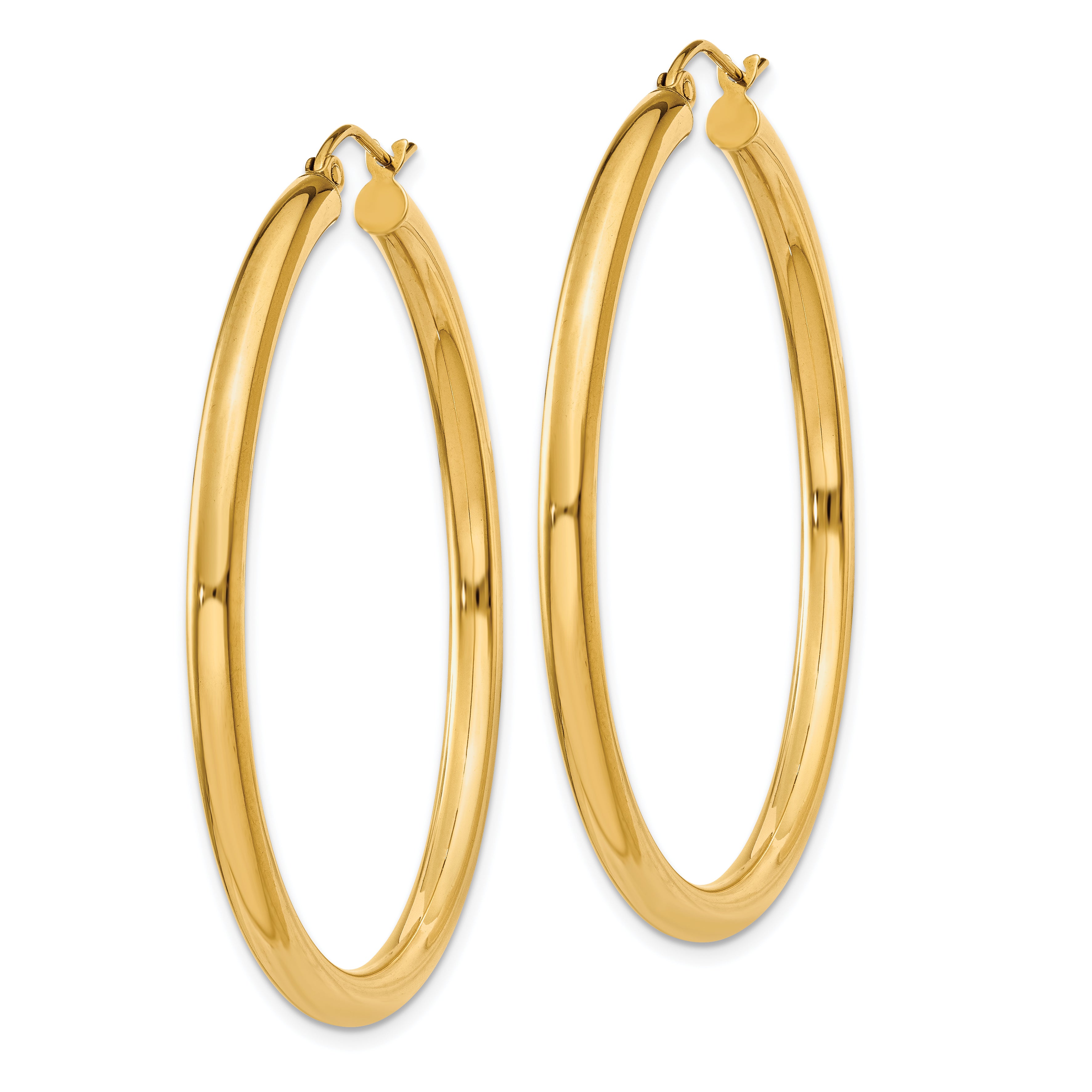 10k Polished 3mm Lightweight Tube Hoop Earrings