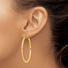 10k Polished 3mm Lightweight Tube Hoop Earrings