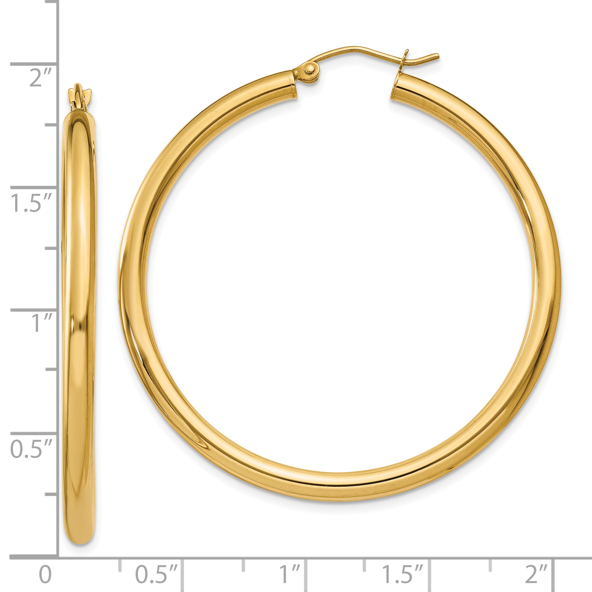 10k Polished 3mm Lightweight Tube Hoop Earrings