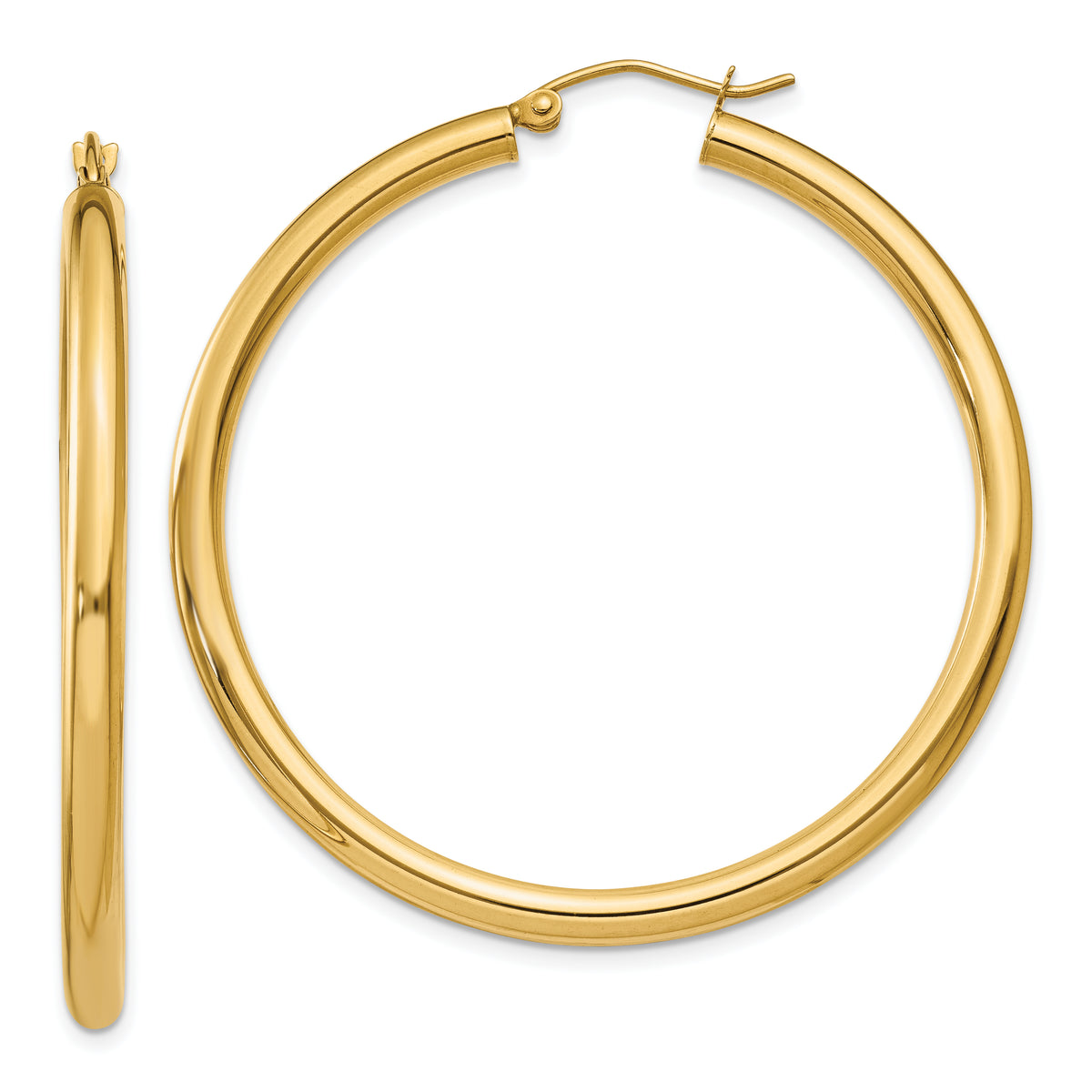 10k Polished 3mm Lightweight Tube Hoop Earrings