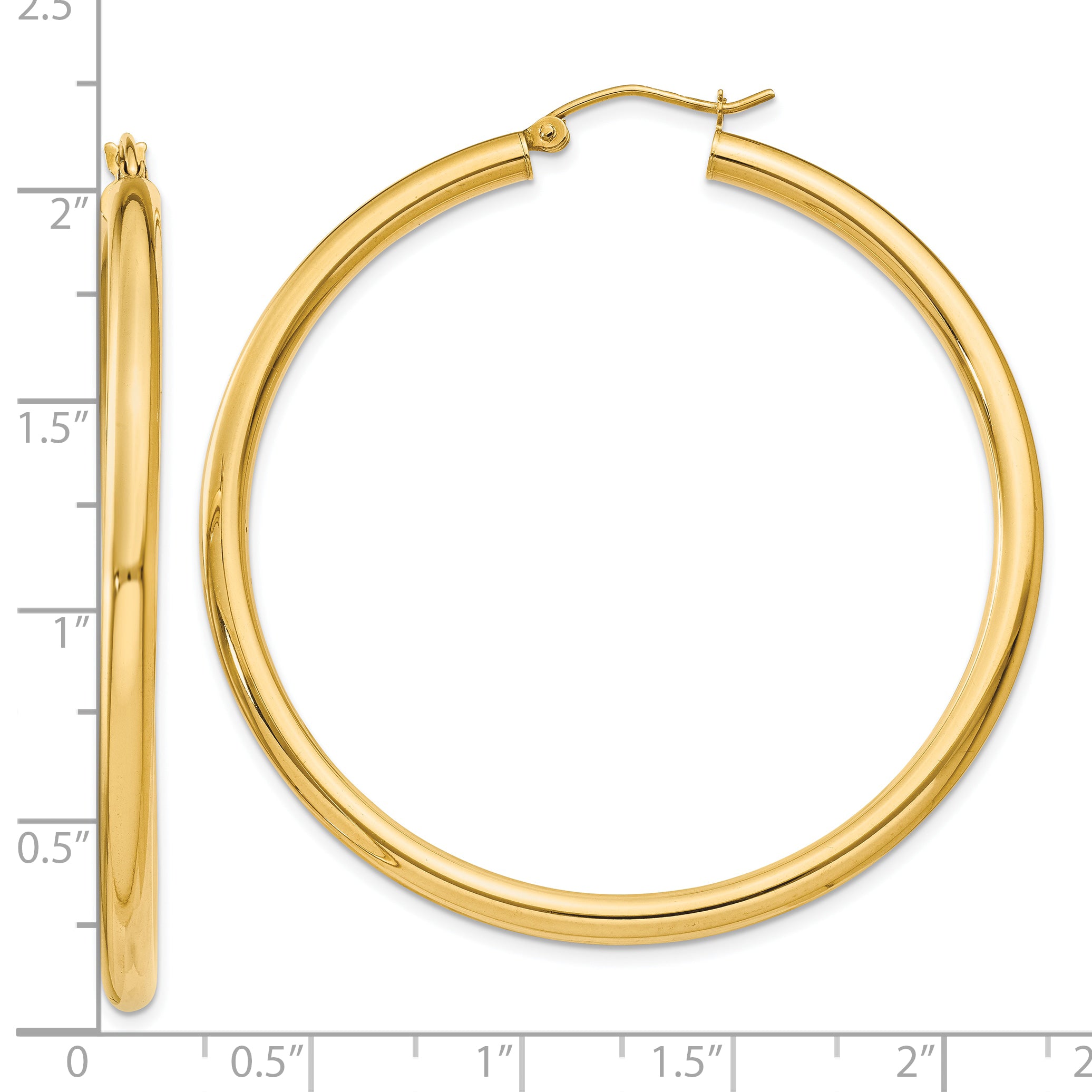 10k Polished 3mm Lightweight Tube Hoop Earrings