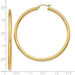 10k Polished 3mm Lightweight Tube Hoop Earrings