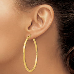 10k Polished 3mm Lightweight Tube Hoop Earrings