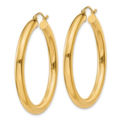 10k Polished 4mm Lightweight Tube Hoop Earrings