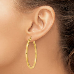 10k Polished 4mm Lightweight Tube Hoop Earrings