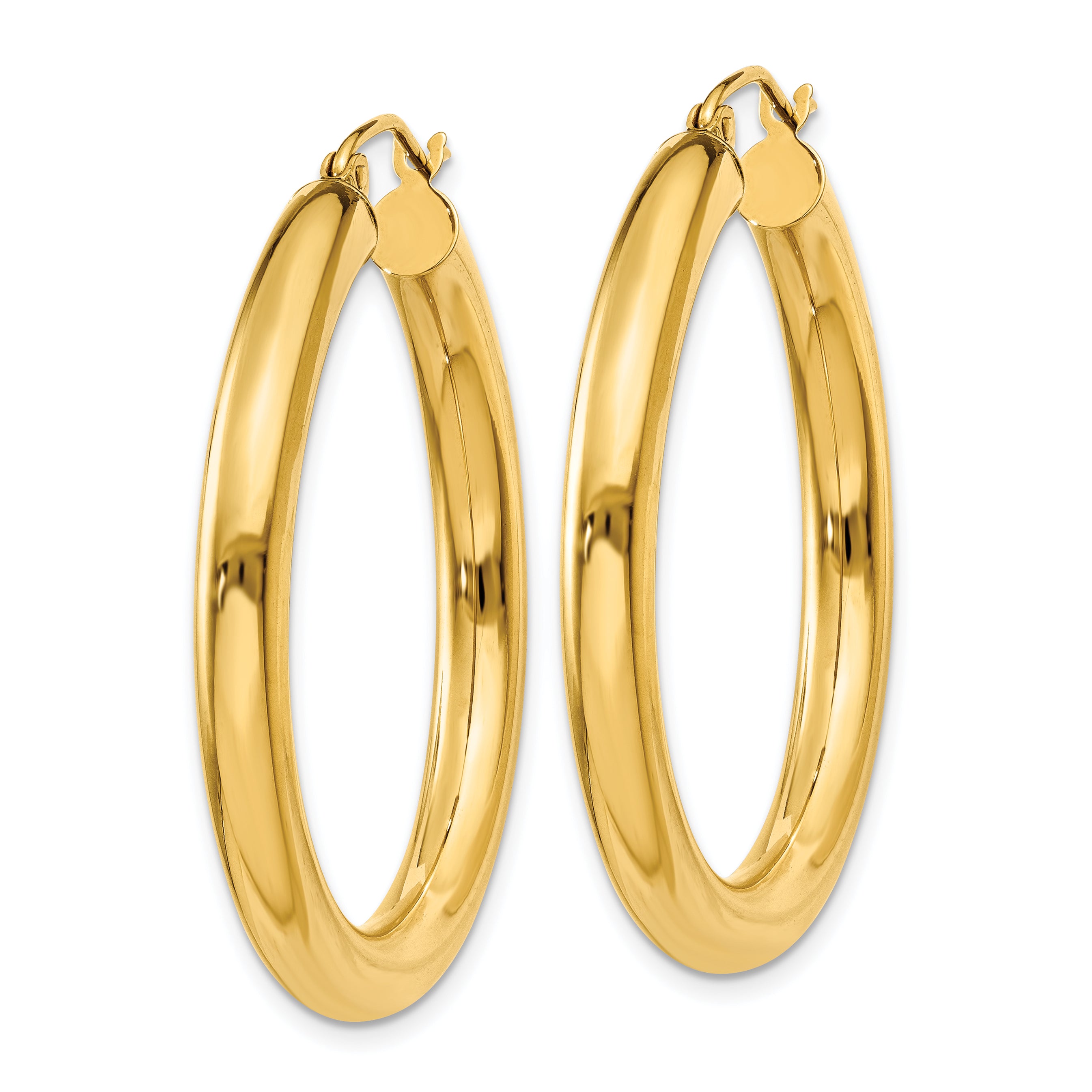 10k Polished 4mm Lightweight Tube Hoop Earrings