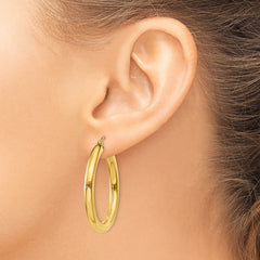 10k Polished 4mm Lightweight Tube Hoop Earrings