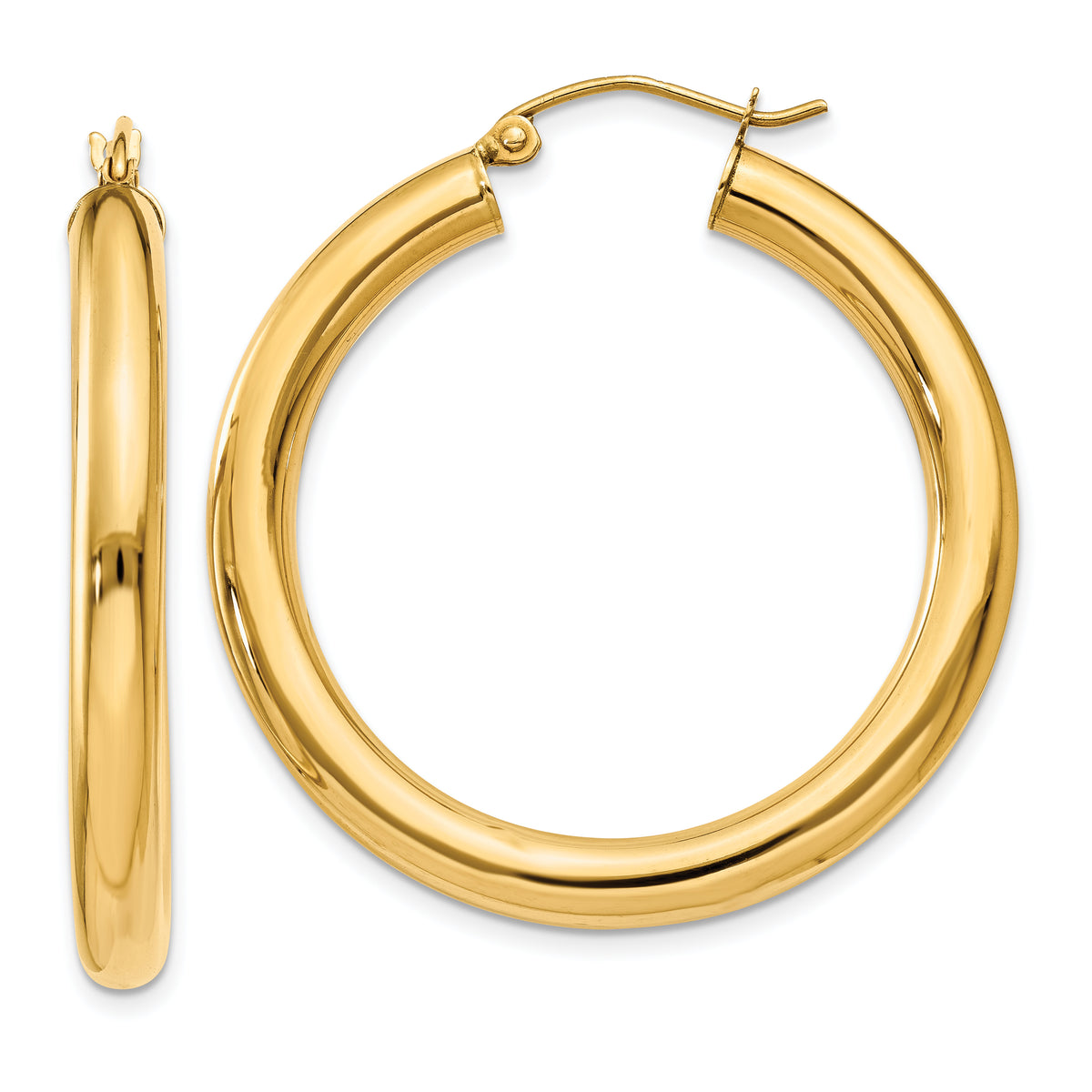 10k Polished 4mm Lightweight Tube Hoop Earrings