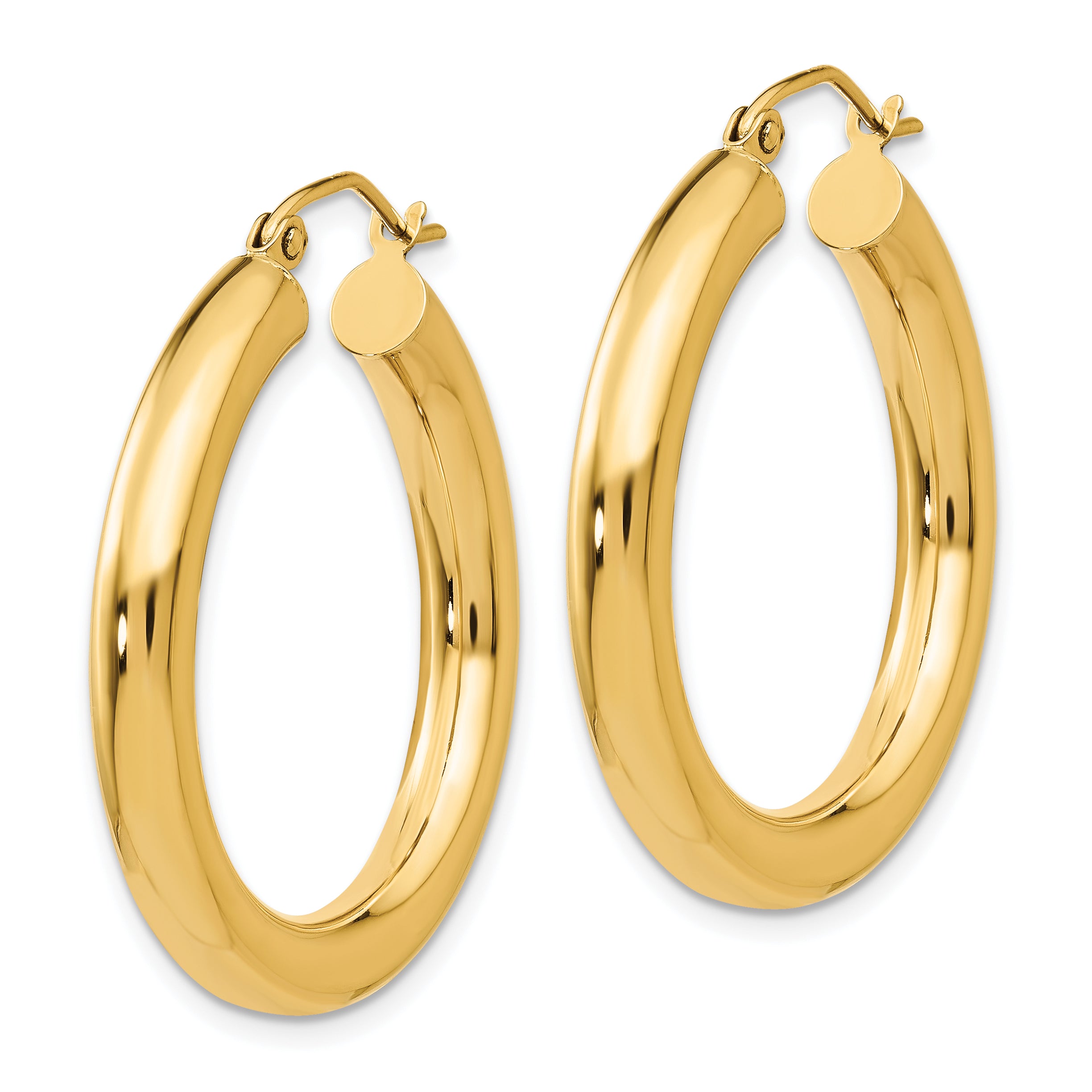 10K Gold Polished Tube Hoop Earrings 4mm Elegant Women’s Jewelry