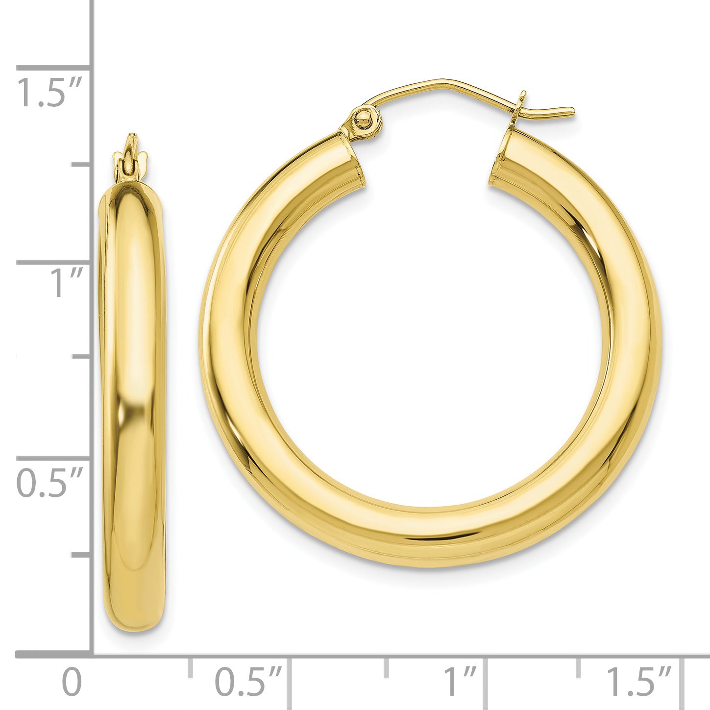 10K Gold Polished Tube Hoop Earrings 4mm Elegant Women’s Jewelry