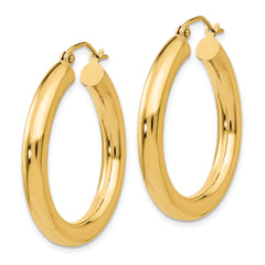 10k Polished 4mm Lightweight Tube Hoop Earrings