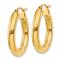 10k Polished 4mm Lightweight Tube Hoop Earrings