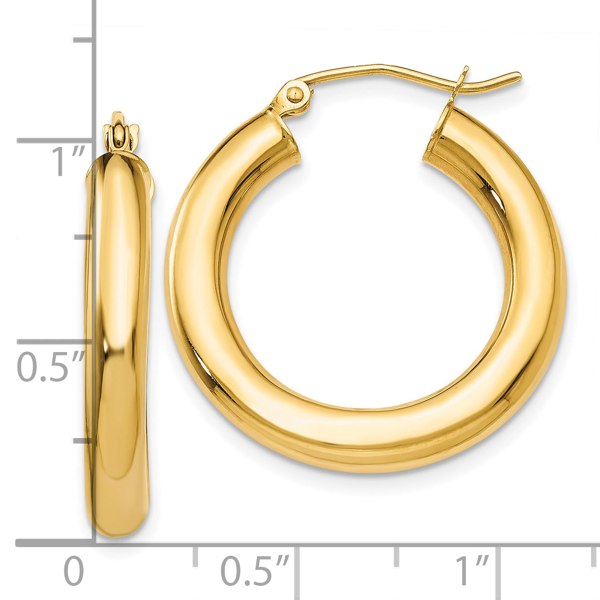 10k Polished 4mm Lightweight Tube Hoop Earrings