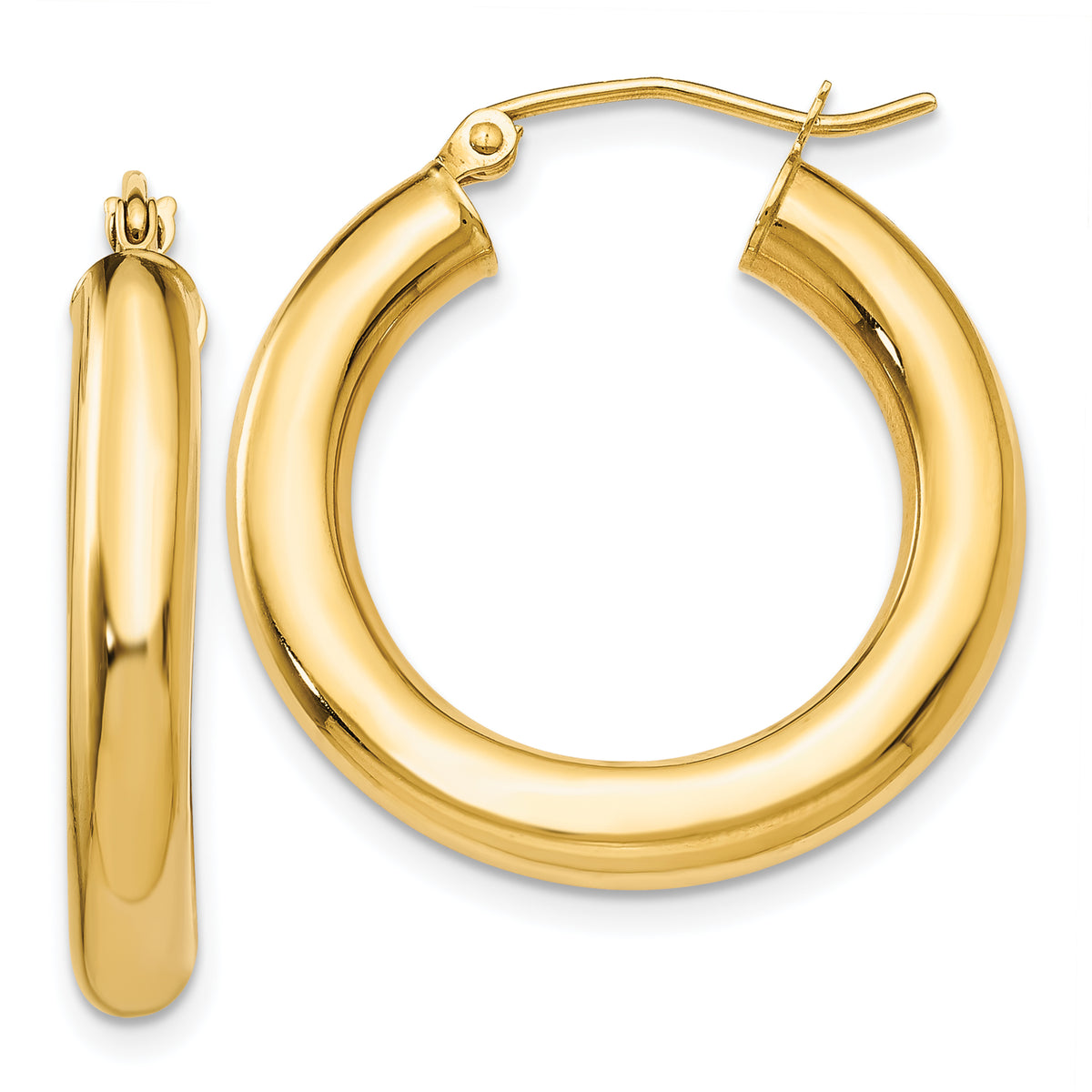 10k Polished 4mm Lightweight Tube Hoop Earrings